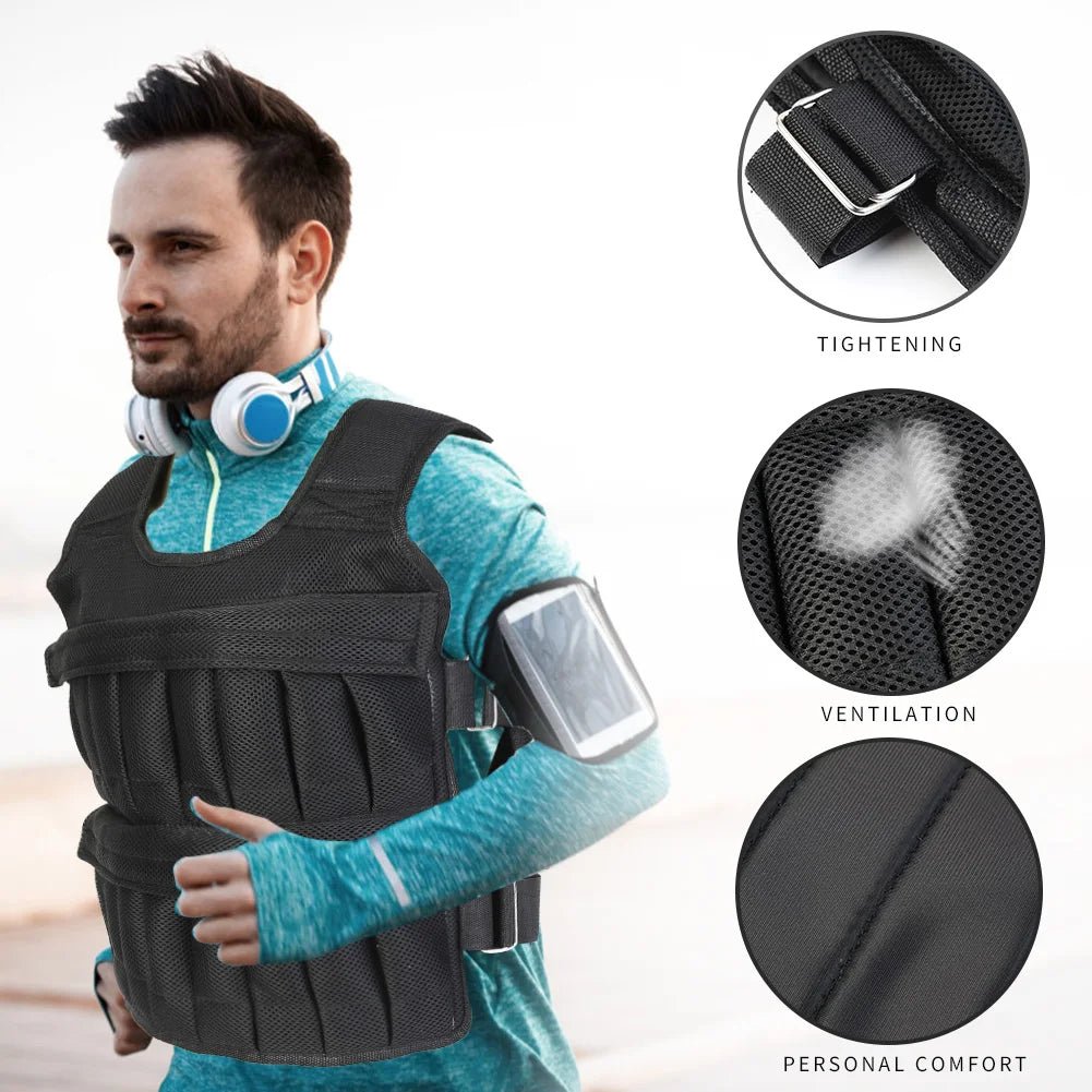 3/15/35kg Weighted Vest Adjustable Workout Weight Jacket Weighted Exercise Vest for Workout Strength Training Running Fitness - silverfoxgoods